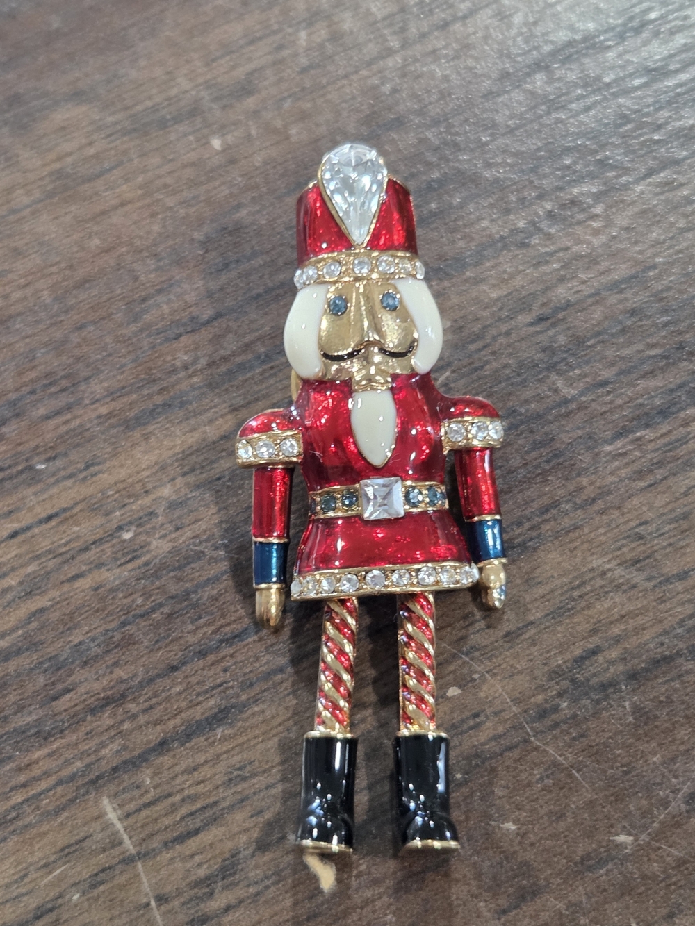 Vintage Avon Articulated Brooch Pin Nutcracker Toy Soldier Rhinestone Enamel